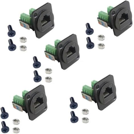 Modules informatiques réseau avec 5 bornes de câblage RJ45 CAT.5E (noir)