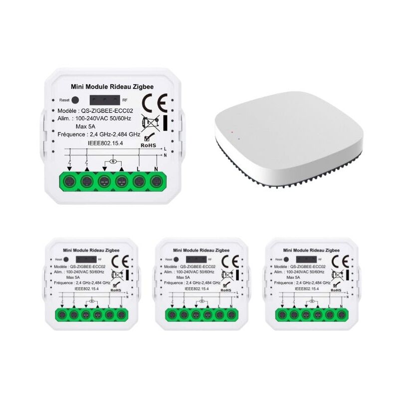 Modules Interrupteur pour Volet Roulant Zigbee (4 pièces) + 1 pa