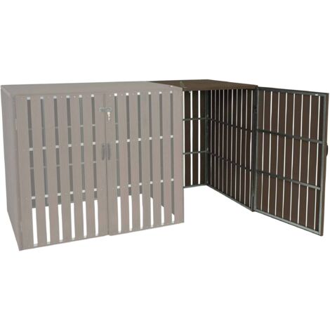 Modulo aggiuntivo per copribidoni box spazzatura rifiuti HHG-972 76x66x115cm acciaio WPC marrone