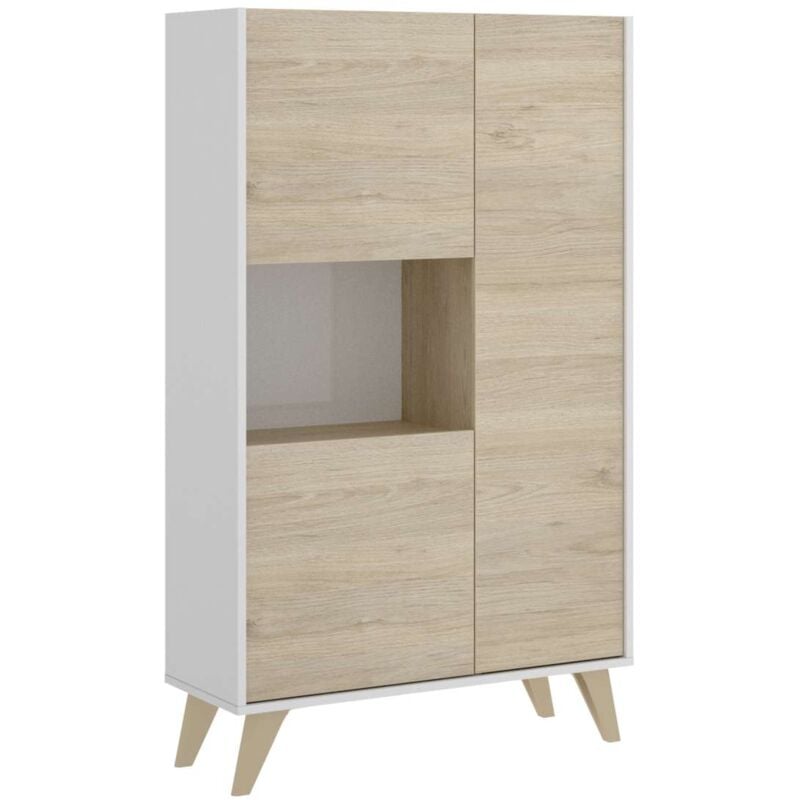 

DKT - Modulo alto tres puertas para salon o cocina Cazalilla dos colores 135 cm(alto)81 cm(ancho)43 cm(largo) Color NATURAL-BLANCO
