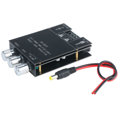 Módulo amplificador de potencia Hi-Fi de 50 W x 2, entrada de audio AUX y Bluetooth 5.0, control de agudos y graves estéreo.