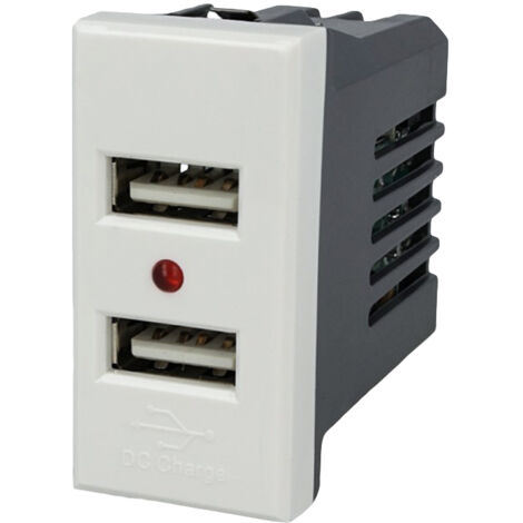 Modulo Caricatore 2 Porte USB 2,1A Bianco Compatibile Bticino Axolute SD21760B