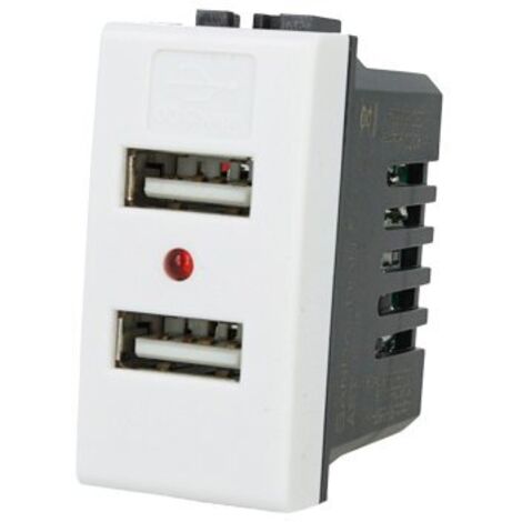 Modulo Caricatore 2 Porte USB 2,1A Bianco Compatibile Bticino Living