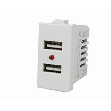 Modulo Caricatore 2 Porte USB 2,1A Bianco Compatibile Matix SD61760