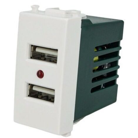 Modulo Caricatore 2 Porte USB 2,1A Bianco Compatibile Vimar Plana