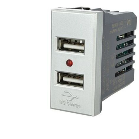 Modulo Caricatore 2 Porte USB 2,1A Silver Compatibile Bticino Axolute SD21760T