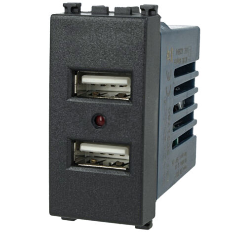 Modulo Caricatore 2 Porte USB 5V 2,1A Nero Compatibile Vimar Arke