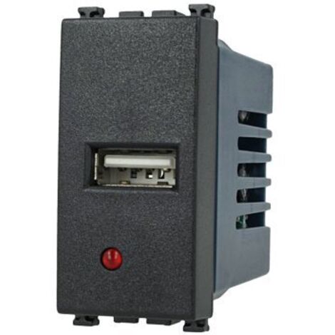 Modulo Caricatore USB 5V 2,1A Nero Compatibile Vimar Arke