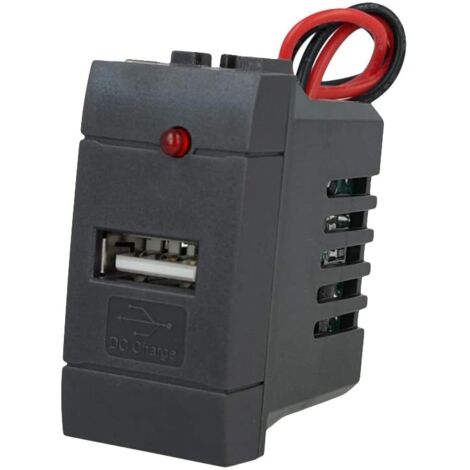 Modulo Caricatore USB Muro 5V 2,1A Nero Compatibile Bticino Living