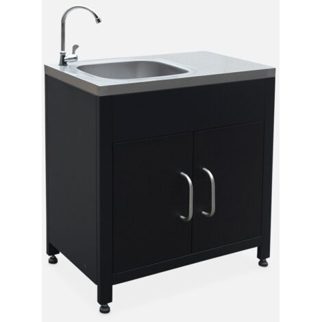 Módulo cocina exterior de acero con fregadero de 80cm