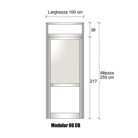 Modulo Continuativo Parete Divisoria in Alluminio Vetro Opale e Bachelite con Porta - H2550xL1000 mm - Colore Grigio Mix ITALFROM