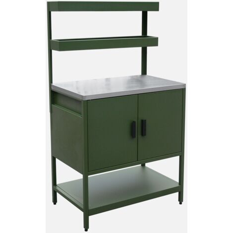 Modulo cucina da esterno in acciaio con 2 ripiani sospesi e 2 ante, 80cm