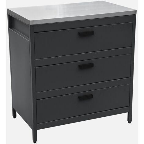 Modulo cucina da esterno in acciaio con 3 cassetti, 80cm