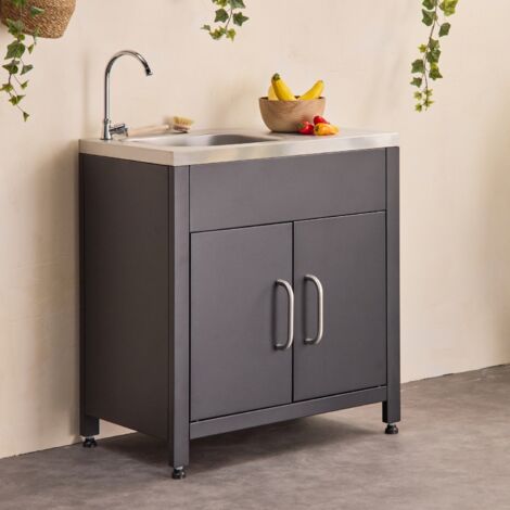 Modulo cucina da esterno in acciaio con lavello, 80cm