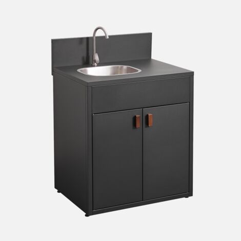 Modulo cucina da esterno in acciaio con lavello e 2 ante, 80cm