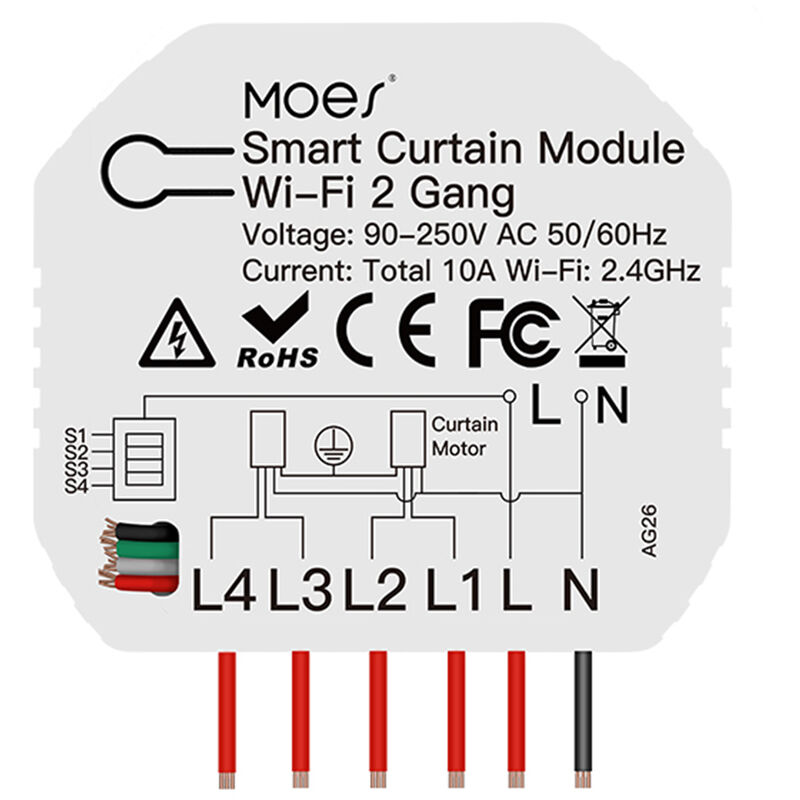 

Modulo de cortina inteligente, interruptor de cortina inteligente Wi-Fi, control remoto de la aplicacion de control por voz, CA 90-250V, Blanco, 2