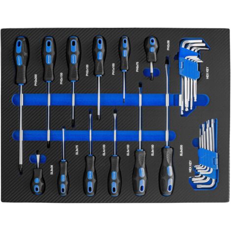 Módulo de Destornilladores planos y estrella y llaves en L torx y hexagonal - 14 Piezas