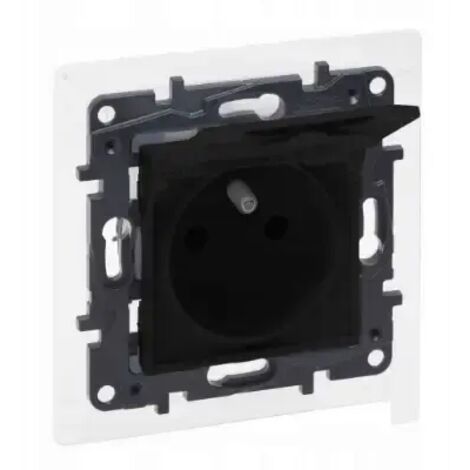 Módulo de enchufe NILOE STEP negro 1X Z/U con tapa IP44 con obturadores 863536