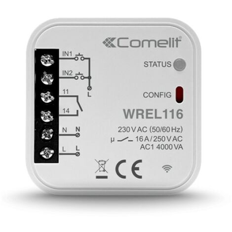 Módulo de hogar inteligente Comelit Wi-Fi para la gestión de enchufes 1 salida 16A WREL116