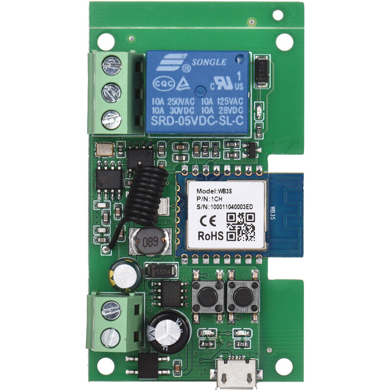 

Modulo de interruptor de control inalambrico inteligente Tuya WiFi + Bluetooth Interruptor unico inteligente DC5V / 7-32V compatible con control de