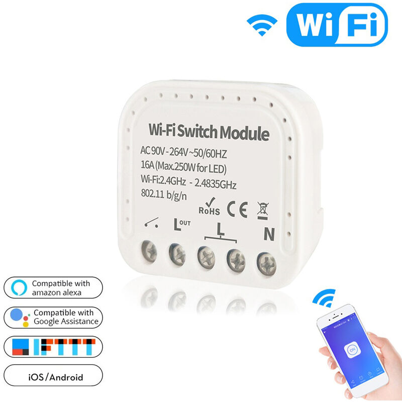 

Modulo de interruptor Wi-Fi de 2 vias EW-WiFi-501 Control remoto inalambrico por voz DIY Controlador de concentrador de automatizacion del hogar