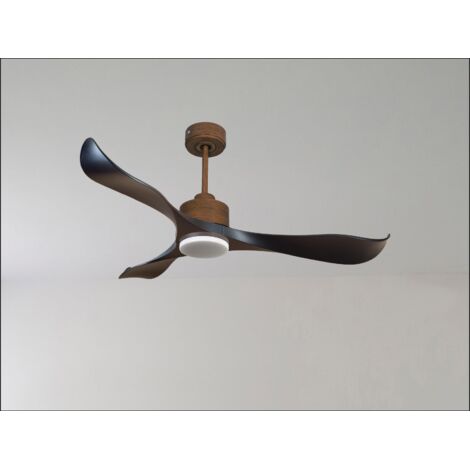 Modulo de KlassFan - Super destratificateur et ventilateur DC 106 cm Chrome pales bois sombre sans Lumière 15 à 20 m²