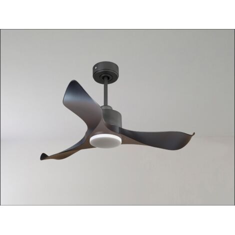 Modulo de KlassFan - Super destratificateur et ventilateur DC 132 cm Gris basalte pales bois noir  Lumière  dimmable 25 à 40 m²