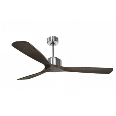 Modulo de KlassFan - Super destratificateur et ventilateur DC 166 cm Chrome pales bois sombre sans Lumière  30 à 60 m²