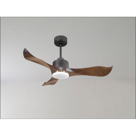Modulo de KlassFan - Super destratificateur et ventilateur DC 166 cm Gris basalte pales bois blanc Lumière  dimmable 30 à 60 m²