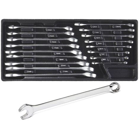 MODULO DE LLAVES COMBINADAS 6 a 22 mm acero CROMO VANADIO, 17 piezas  Modulo de herramientas para carro de taller