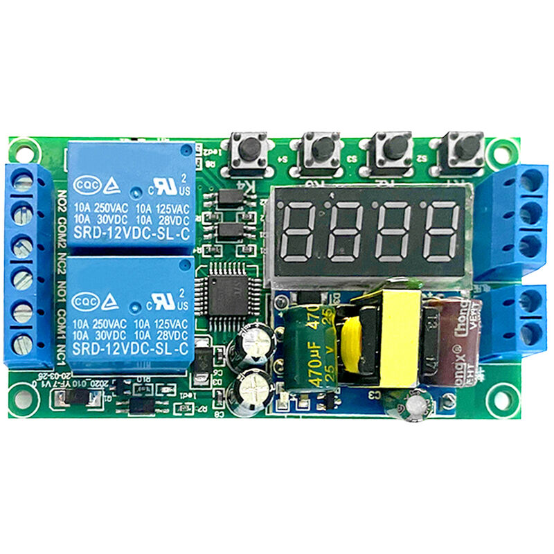 

Modulo de rele de retardo de temporizador de 2 canales, pantalla LED de 220 V CA 0,01 s ~ 999 min