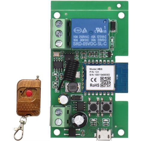 Módulo de relé inalámbrico WiFi Tuya de 1 canal DC5V/32V con temporizador, compatible con Google Home, TY, 12V1CH, RF