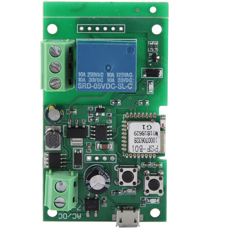 [Módulo de relé WiFi inteligente] Interruptor WiFi inalámbrico inteligente con opciones de conexión rápida y autobloqueo, DC 7-32V/AC250V-10A, ABS blanco, 1 pieza + instrucciones (70x40x18mm)
