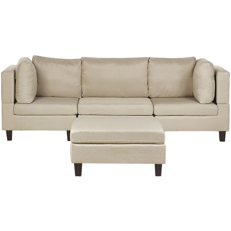 

Módulo de sofá 3 plazas con reposapiés tapizado beige FEVIK