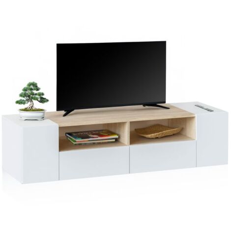 Módulo de TV Nima Blanco Artik (Blanco Mate) - Roble Canadian (ancho) x 34cm (alto)