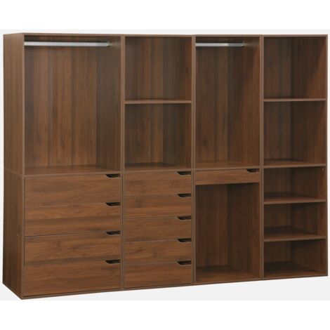 Módulo de vestidor con decoración de madera 4 elementos