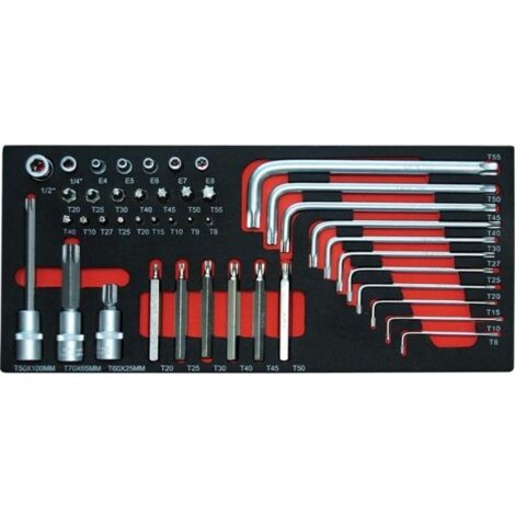MODULO EVA DE LLAVES TORX EN "L", PUNTAS CORTAS Y LARGAS, 43 PIEZAS