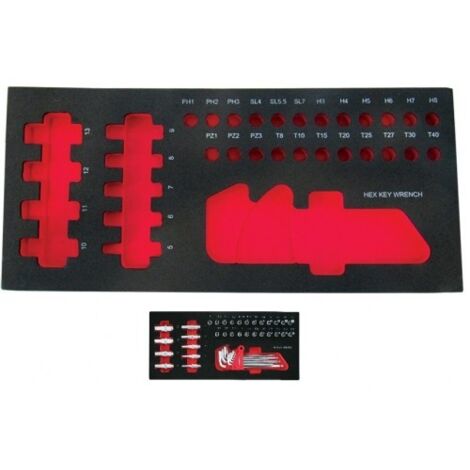 Modulo EVA vacio para llaves vaso 1/4" y llaves allen "l" de 42 piezas