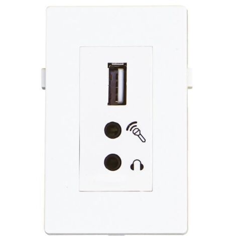 Modulo Garbot USB 2.0 + 2x Mini Jack Bianco da 20 cm, BN4900-USB A+2XJ