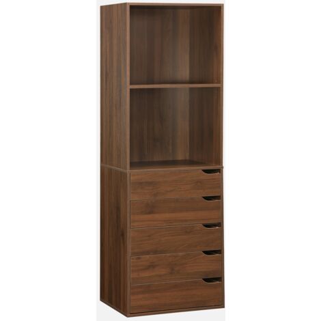 Modulo guardaroba decorazione legno 5 cassetti 2 ripiani