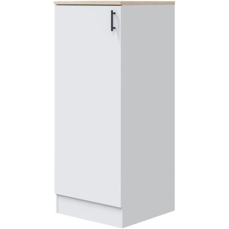 Módulo Inferior Columna de Cocina Kira con 1 Puerta Blanco Brillo y Roble Canadian 3 Estantes 60x148x60 cm Melamina