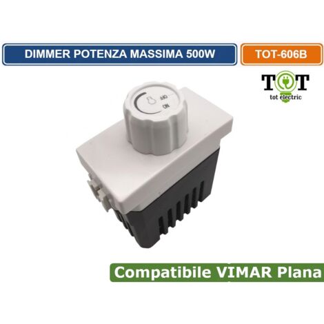 MODULO INTERRUTTORE DIMMER 1P 16A 230V BIANCO COMPATIBILE VIMAR SERIE PLANA