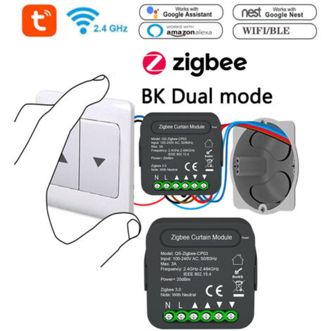 Modulo interruttore per tende intelligenti Eosnow QS-Zigbee-CP03, Tuya ZigBee, funzione di condivisione e sincronizzazione con dispositivi mobili, controllo remoto tramite app, compatibile con Alexa.