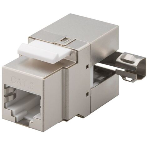 Modulo Keystone RJ45 CAT 6, STP, 250 MHz, larghezza 17,4 mm, IDC connettori (montaggio senza attrezzi), uscita angolata a 90°.