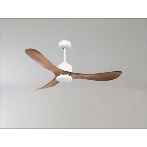 Modulo Latino III - Super destratificateur et ventilateur DC 166 cm Blanc pales bois sombre  idéal 30 à 60 m²