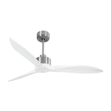 Modulo Latino Slim - Super destratificateur et ventilateur DC 132 cm chrome pales bois blanc  idéal 26 à 40 m²