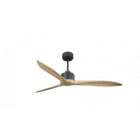 KLASSFAN Modulo Latino Slim - Super destratificateur et ventilateur DC 132 cm noir pales bois clair idéal 26 à 40 m²
