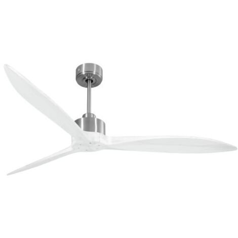 Modulo Latino Slim - Super destratificateur et ventilateur DC 166 cm chrome  pales bois blanc idéal 30 à 60 m²