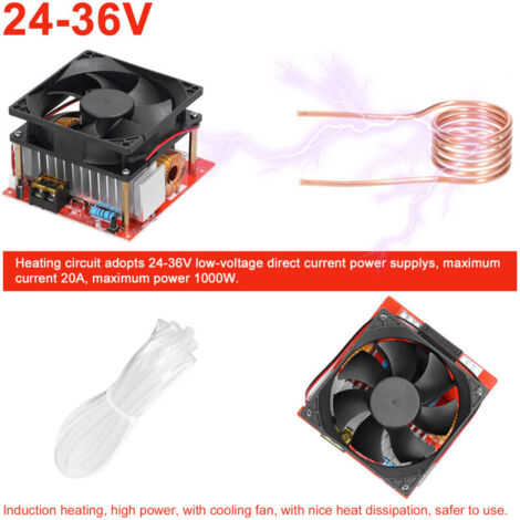 Modulo pannello di riscaldamento a induzione ZVS 1000W, bobina di riscaldamento a bassa tensione, driver flyback con tubo di rame per piccole parti fai-da-te, ricottura di tempra