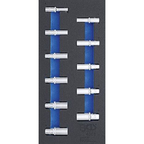 Modulo per carrelli portautensili 1/3: serie di bussole esagonali  esagonali  profonde  11 pz.